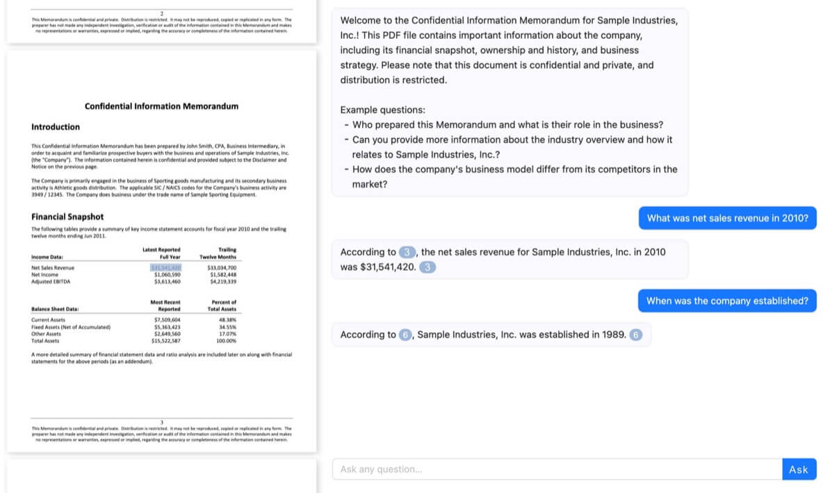 Document Summaries & Chat